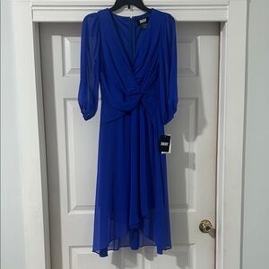 DKNY Women's Royal Blue High Low Dress